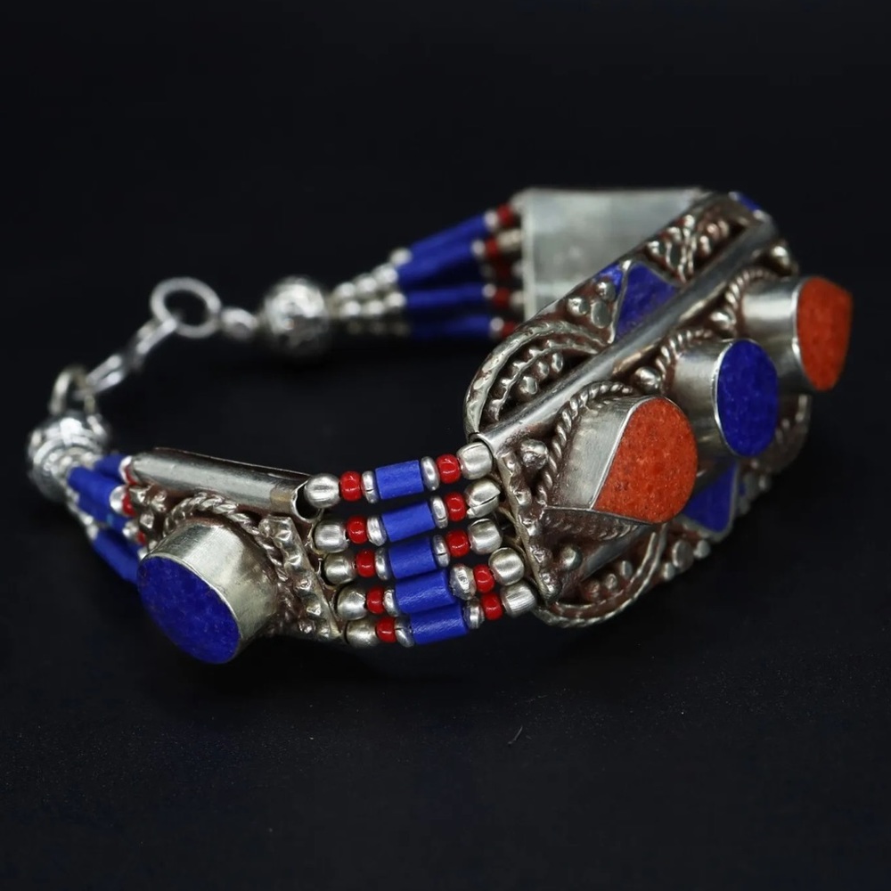 Tibetan silver gemstone ethnic bracelets - Picture 8 of 16